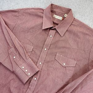 Roper Pearl Snap Western Shirt Men's XL Geometric Red Long Sleeve Button Up
